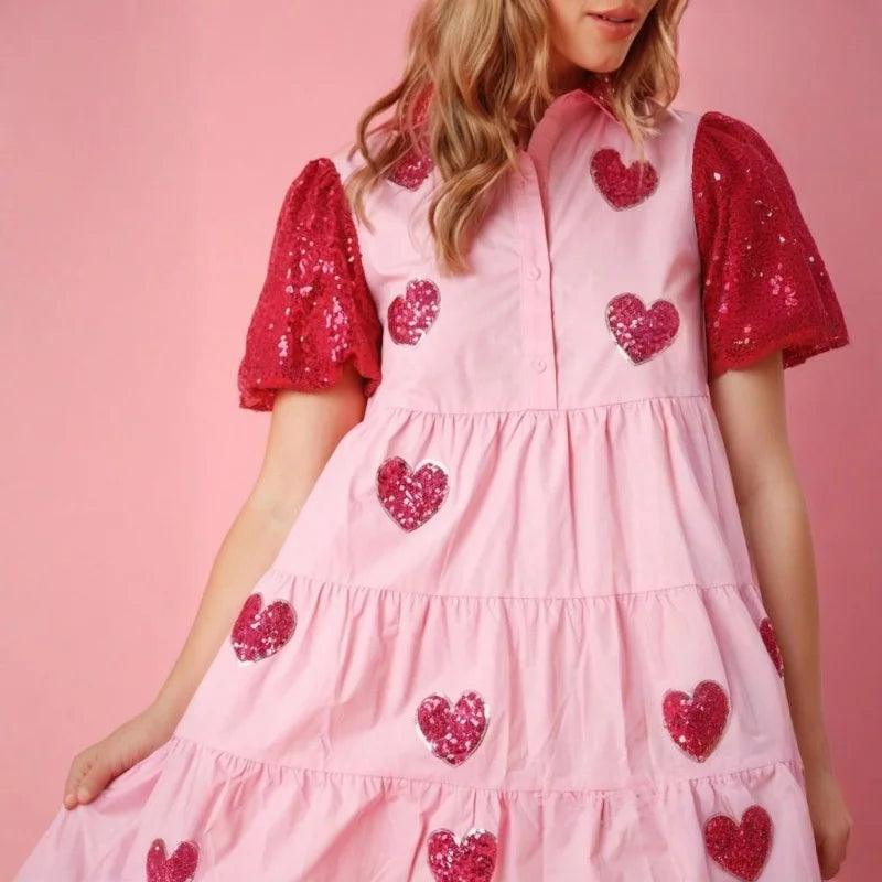 valentine's day heart sequin dress