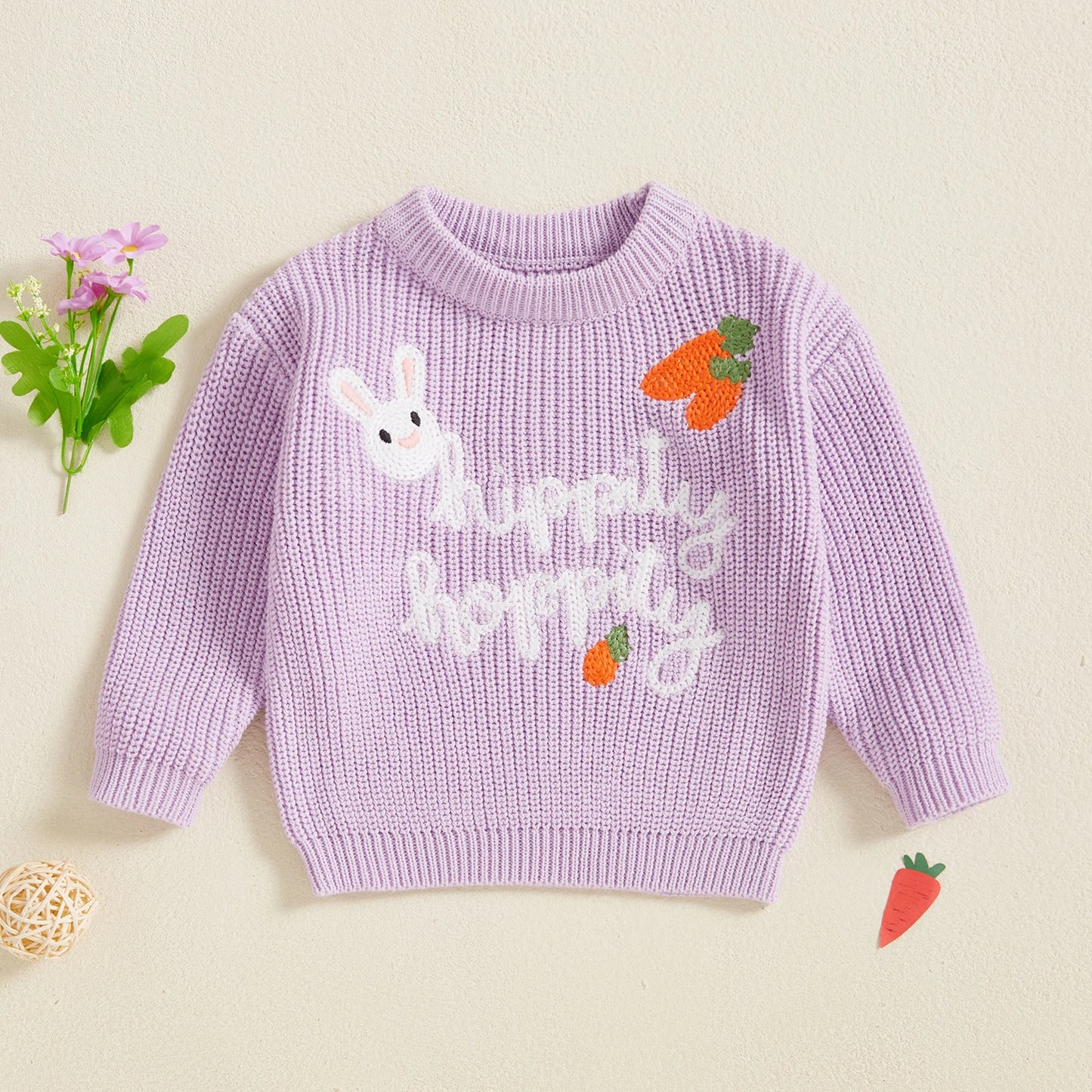 hippity hoppity knit kids crew sweater