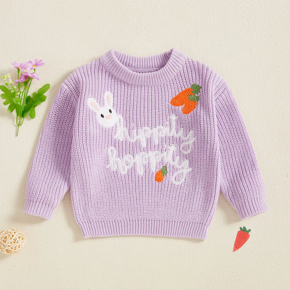 hippity hoppity knit kids crew sweater