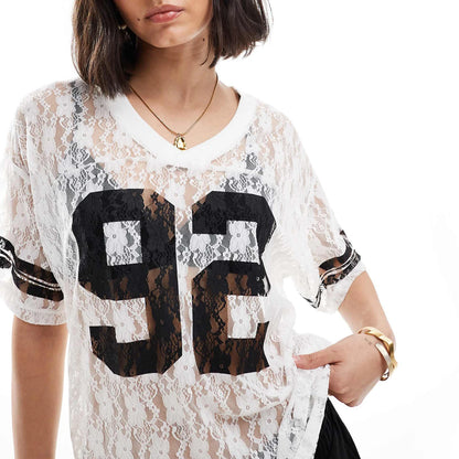 number 92 lace t-shirt dress