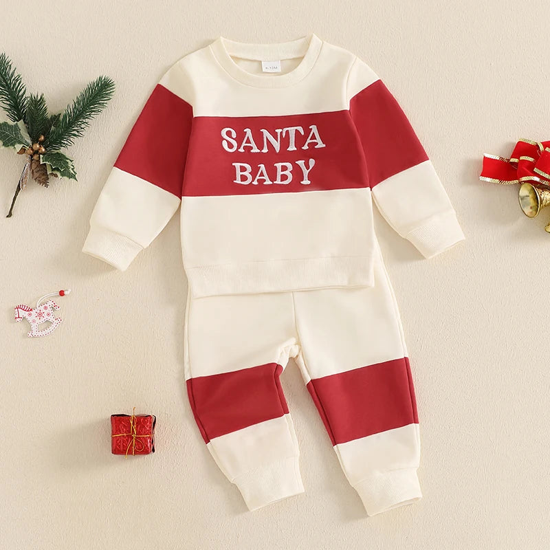 santa baby block kids outfit