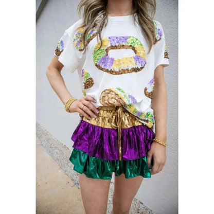 mardi gras mini skorts - basil boutique