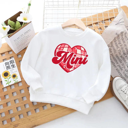 mama + mini disco valentine matching crew sweatshirts