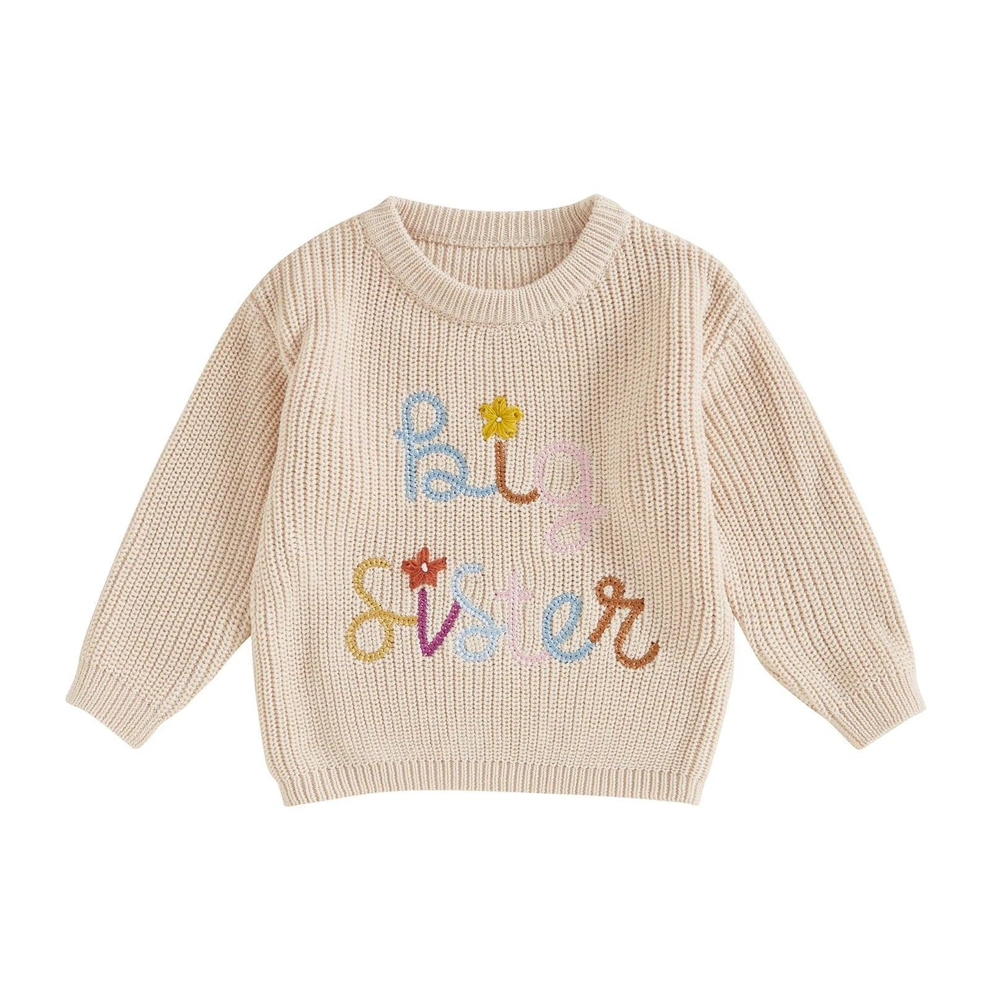 big sister pastel ombre knit kids sweater - basil boutique