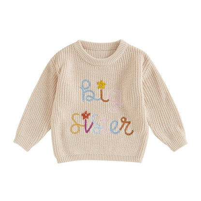 big sister pastel ombre knit kids sweater - basil boutique