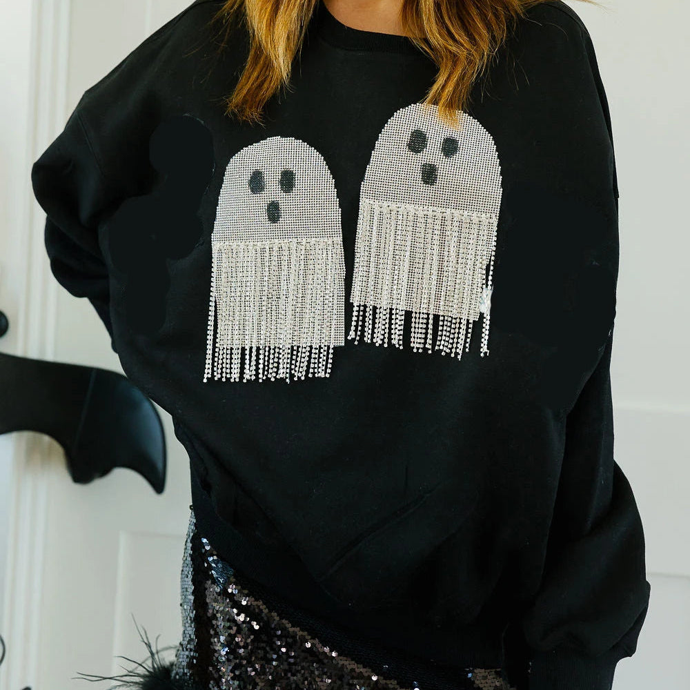 ghostly fringe crew sweater