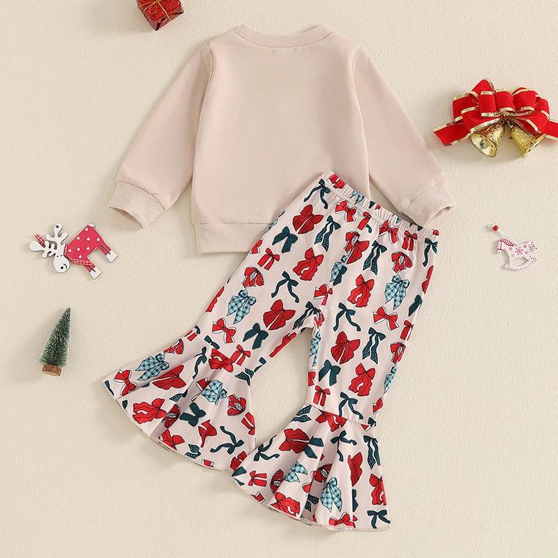 holiday bow kids outfit - basil boutique