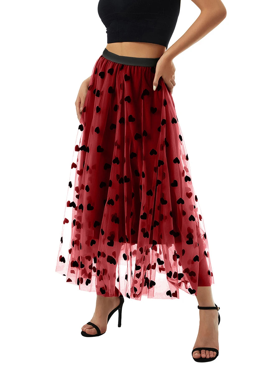 heart tulle long skirt