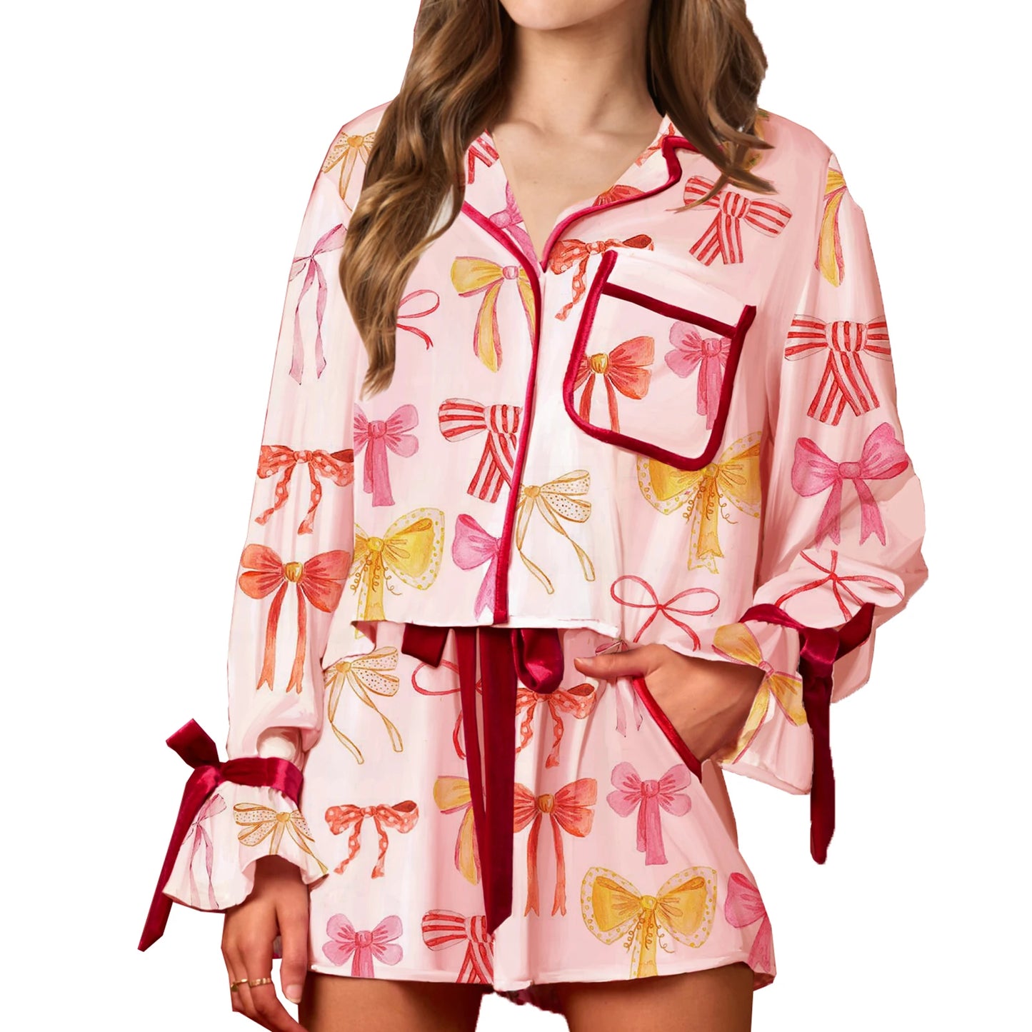 valentine's day bow pajamas