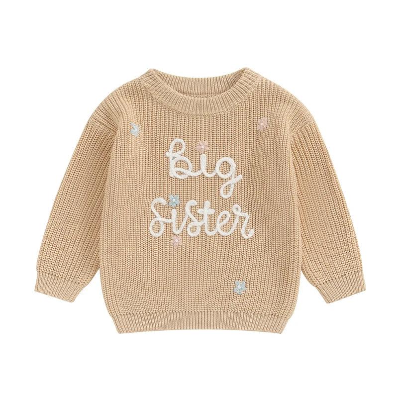 big sister floral kids crew sweater - basil boutique