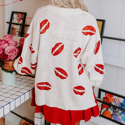 kiss me all over sequin crew sweater