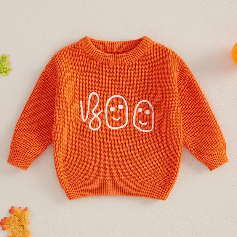 boo ghost knit kids crew sweater