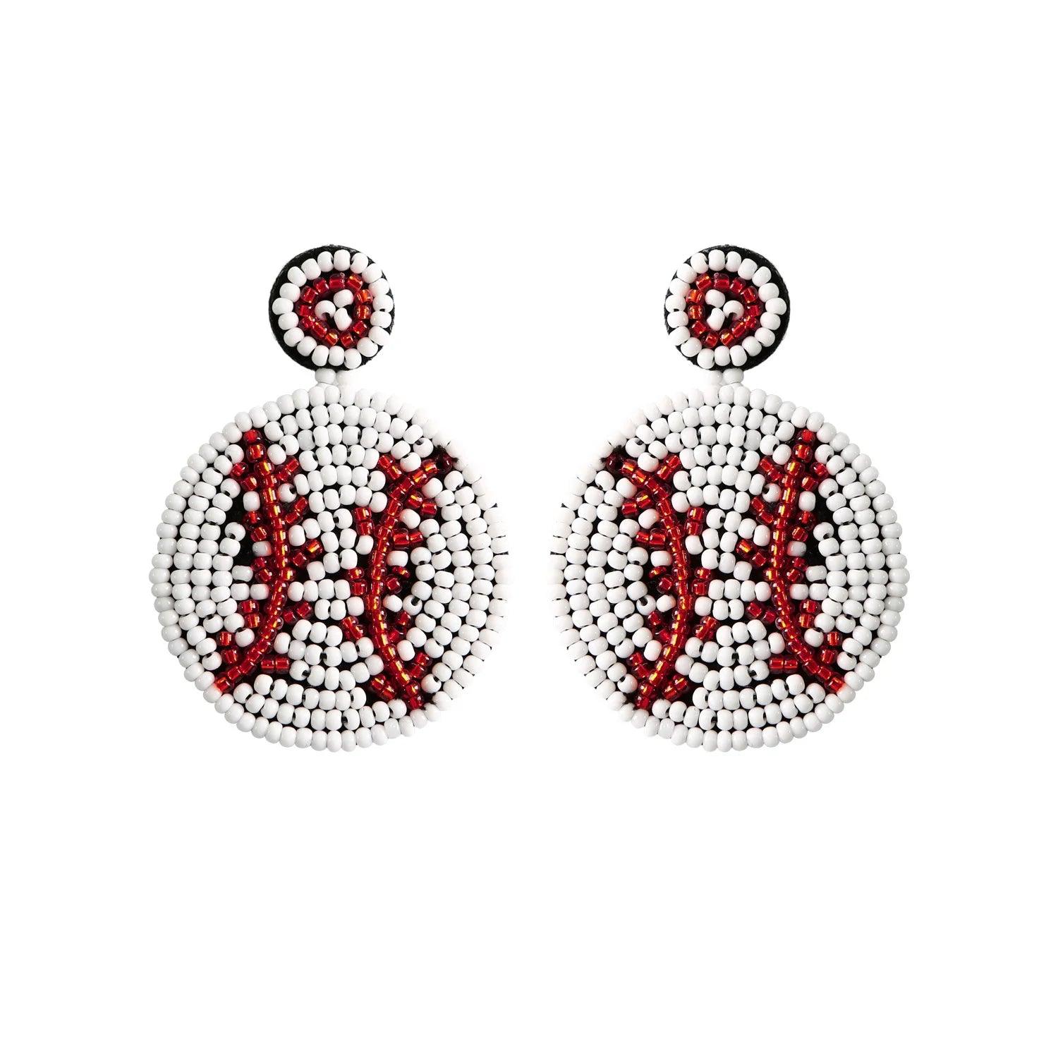 baseball beaded earrings - basil boutique