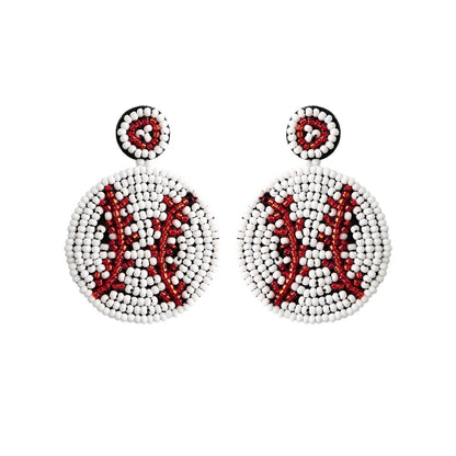 baseball beaded earrings - basil boutique