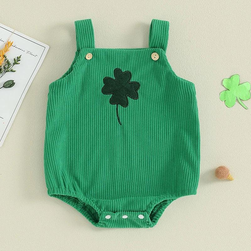 four leaf clover overall onesie - basil boutique