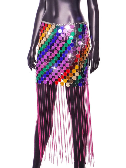 rainbow metallic skirt