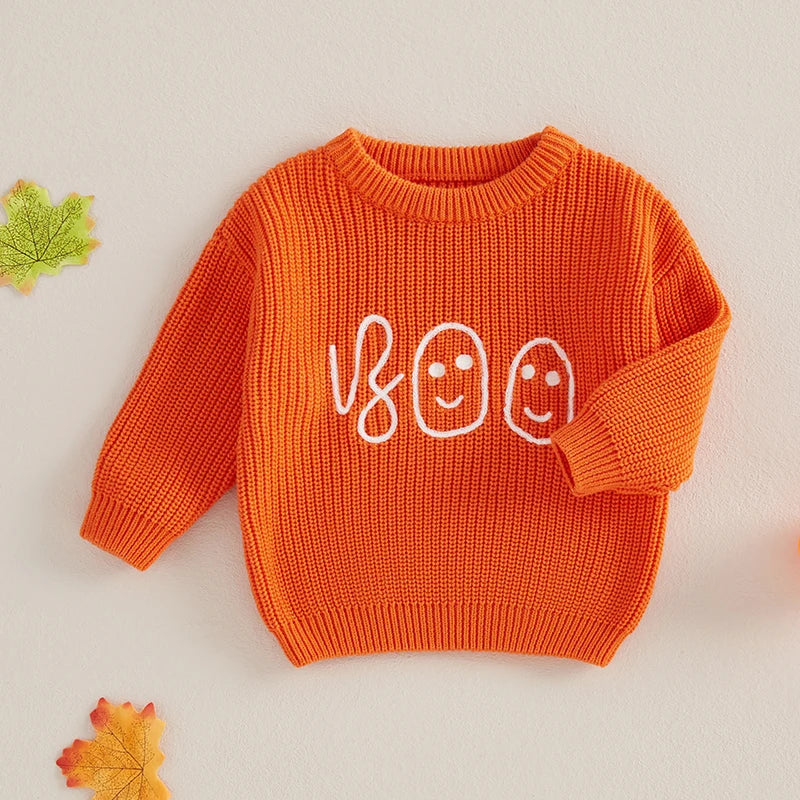 boo ghost knit kids crew sweater