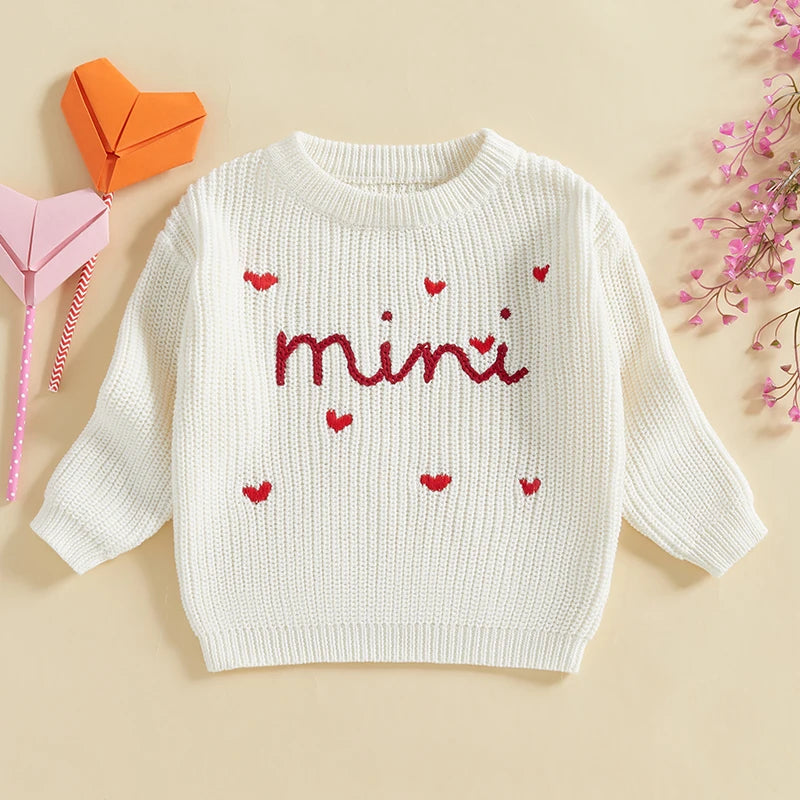 mama + mini matching knit heart crew sweaters
