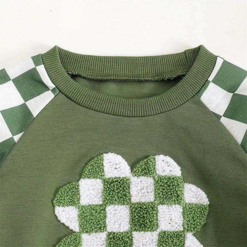 checkered clover kids outfit