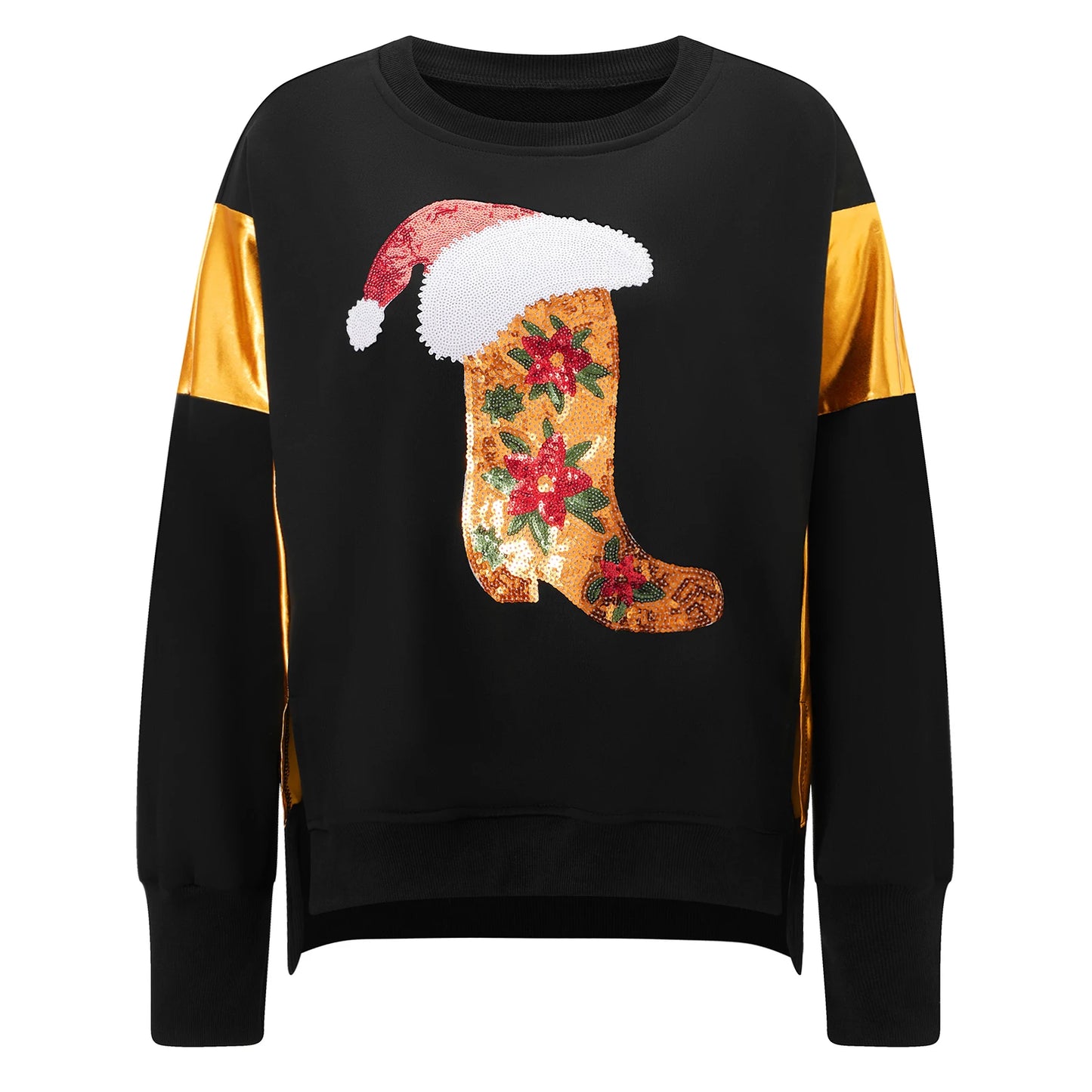 christmas cowgirl sequin crew sweater