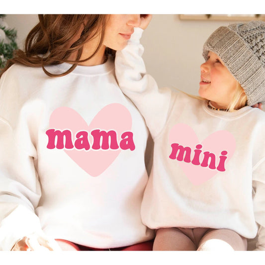 mama + mini valentine matching crew sweatshirts