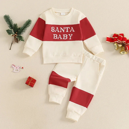 santa baby block kids outfit