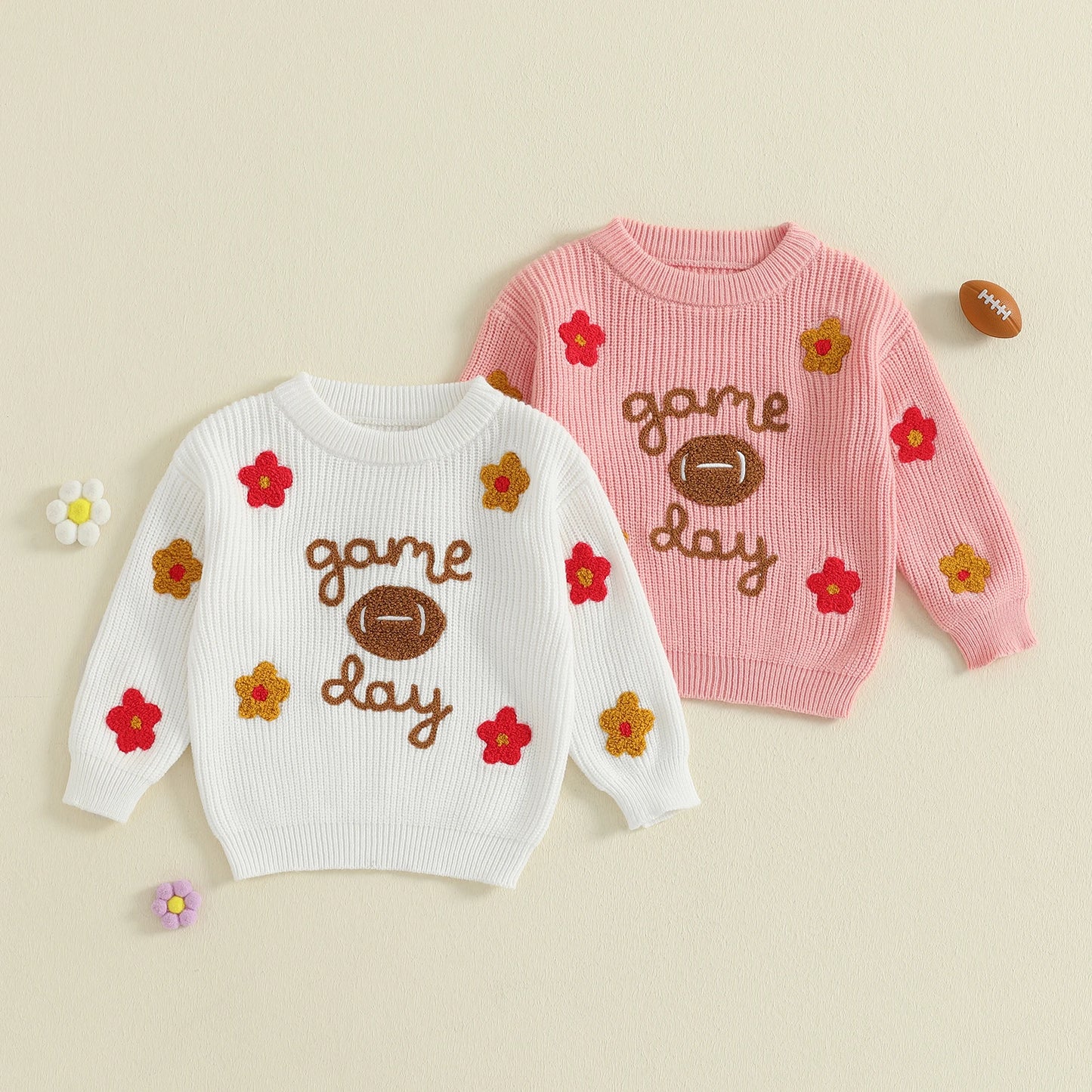 floral game day kids crew sweater