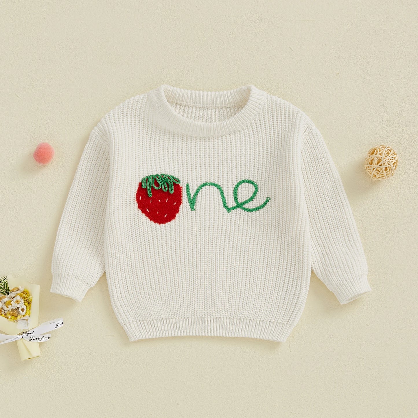 strawberry one kids knit crew sweater