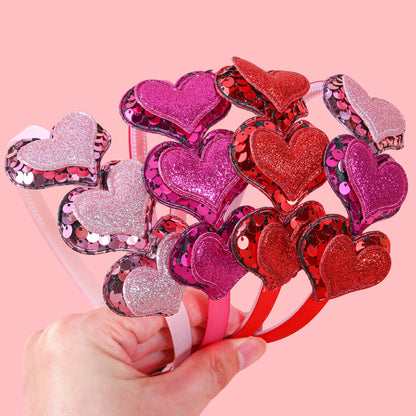 sweet heart glitter headband