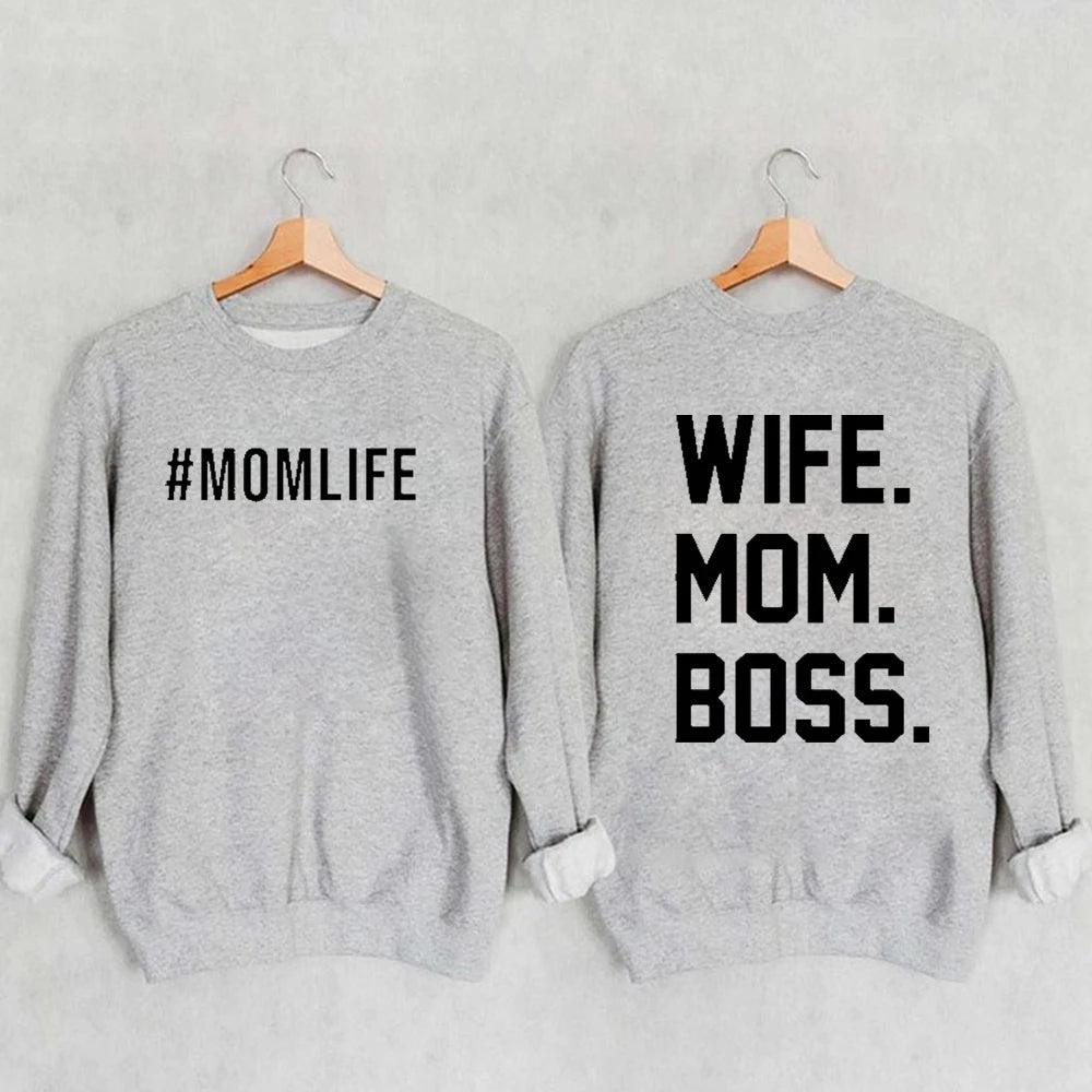 wife mom boss crew sweatshirt - basil boutique