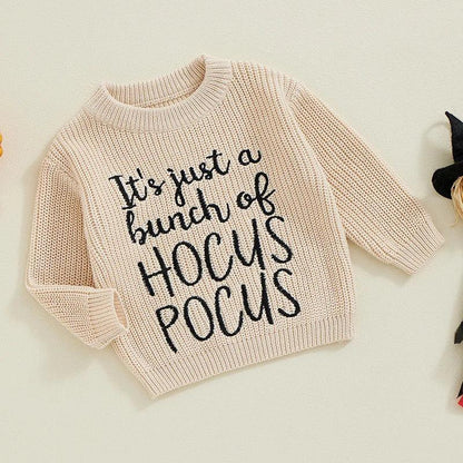 it's just a bunch of hocus pocus knit kids crew sweater - basil boutique