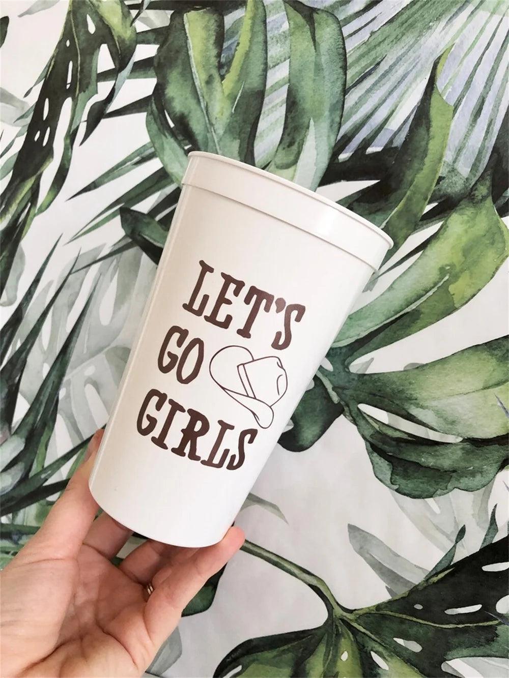 personalized let's go girls party cups - basil boutique