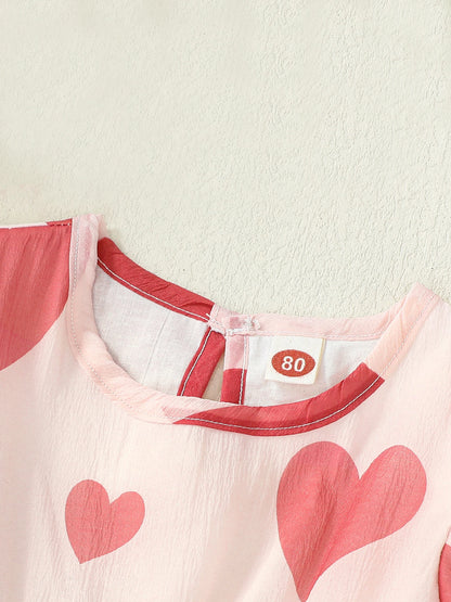 heart puff sleeve kids dress