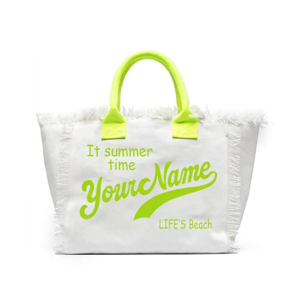 personalized tassel beach tote bag - basil boutique