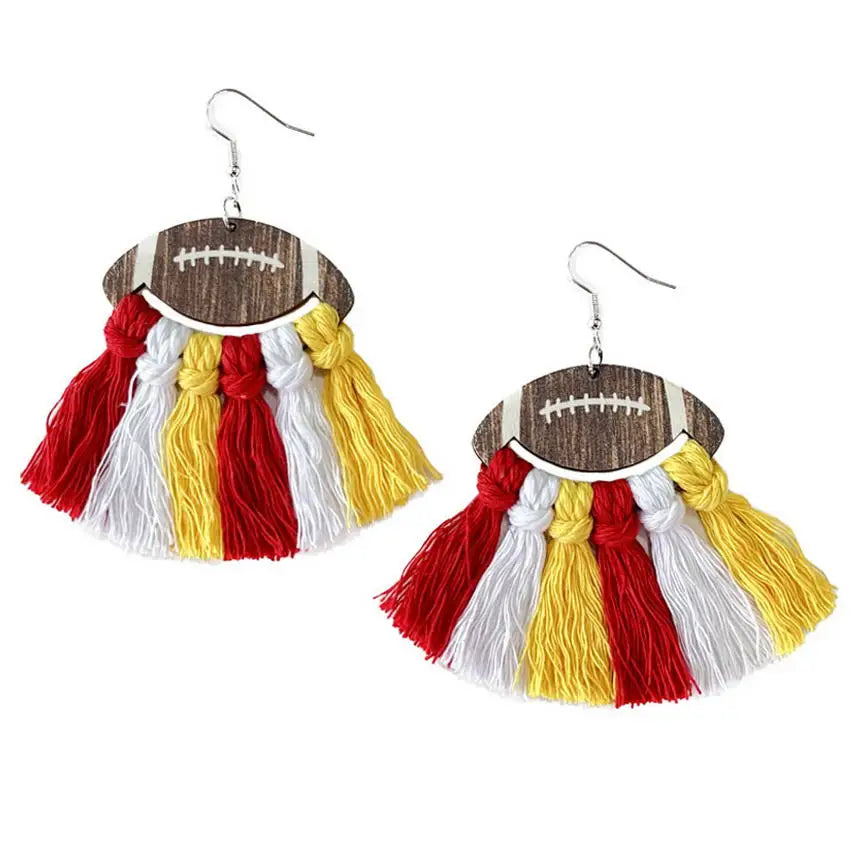 football tassel earrings