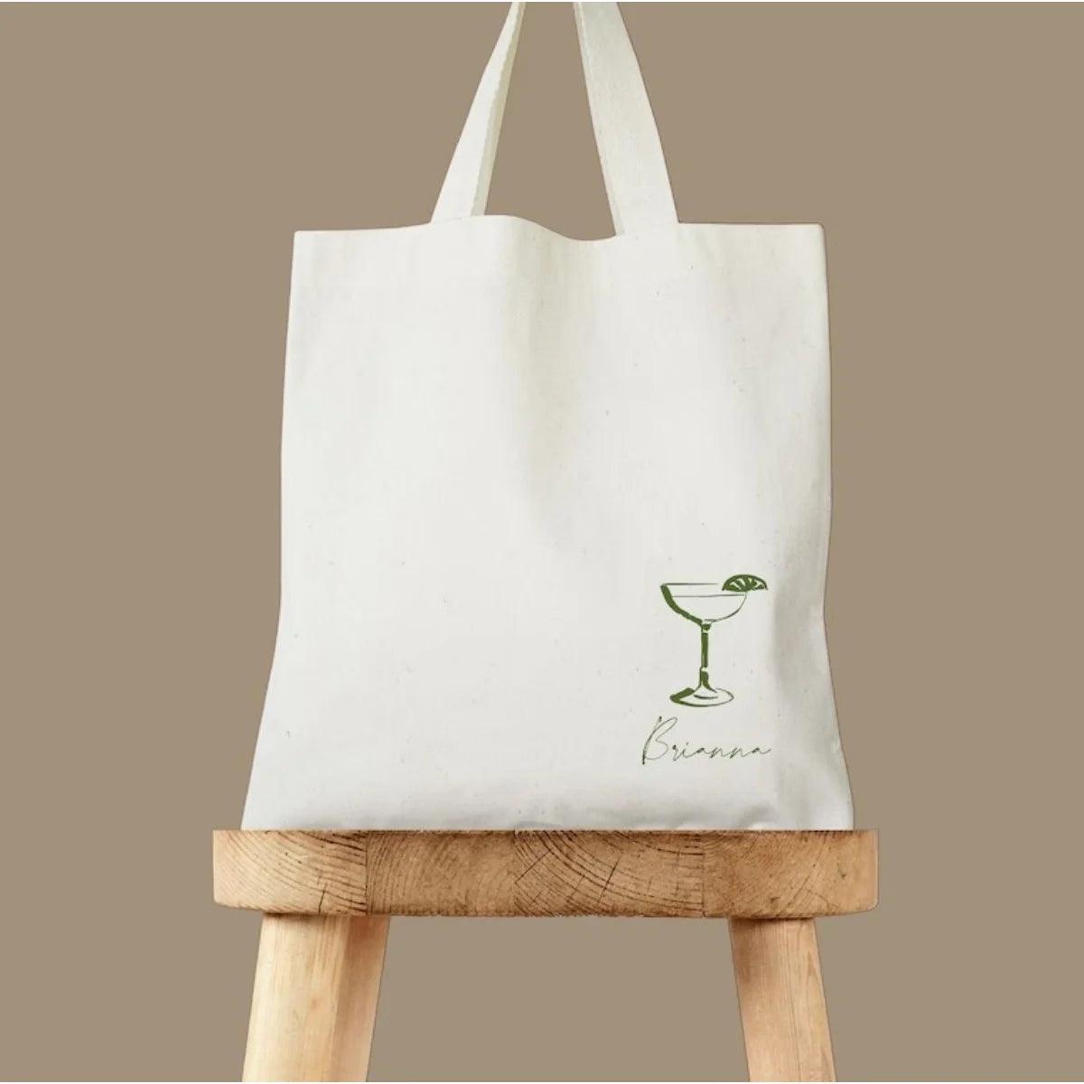 personalized margarita tote bag - basil boutique