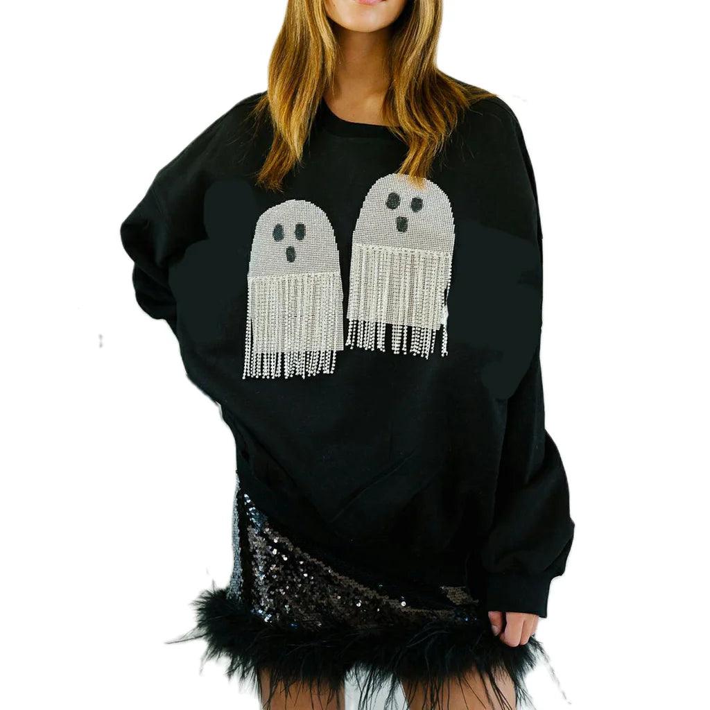 ghost sequin + tassel crew sweater - basil boutique