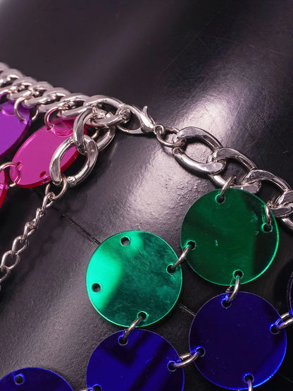 rainbow metallic skirt