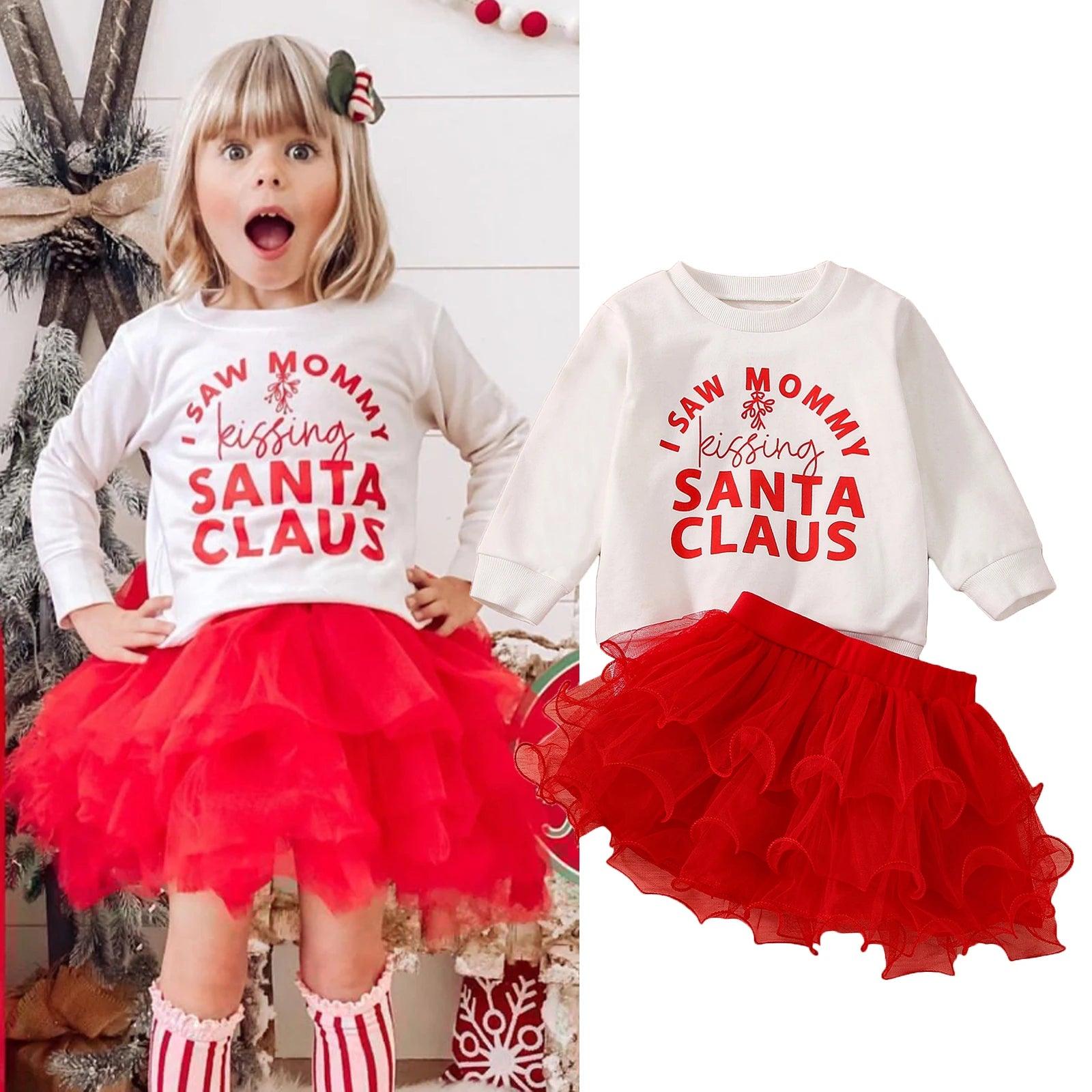 i saw mommy kissing santa claus kids outfit - basil boutique