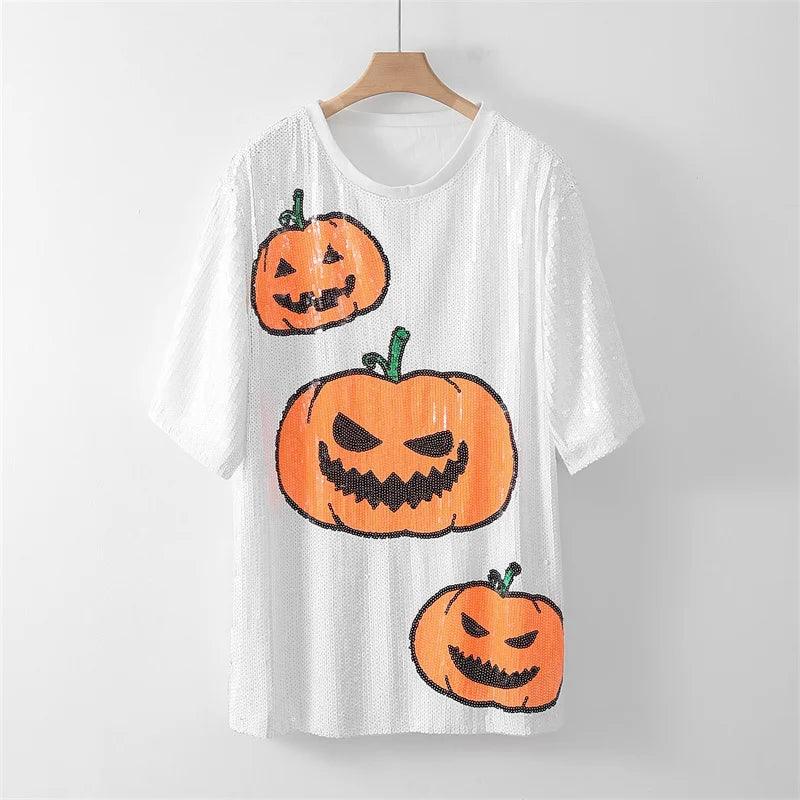 jack-o-lantern sequin t-shirt dress - basil boutique