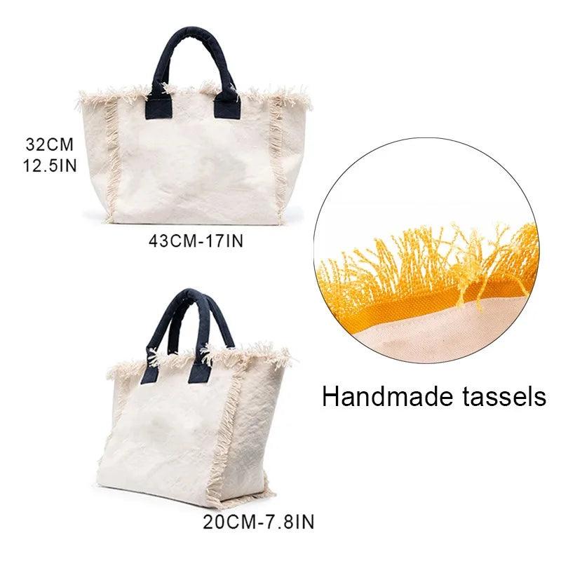 personalized tassel beach tote bag - basil boutique