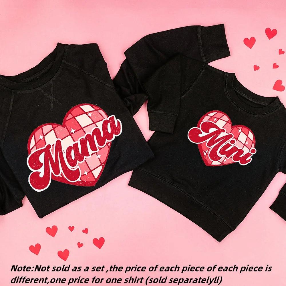 mama + mini disco valentine matching crew sweatshirts