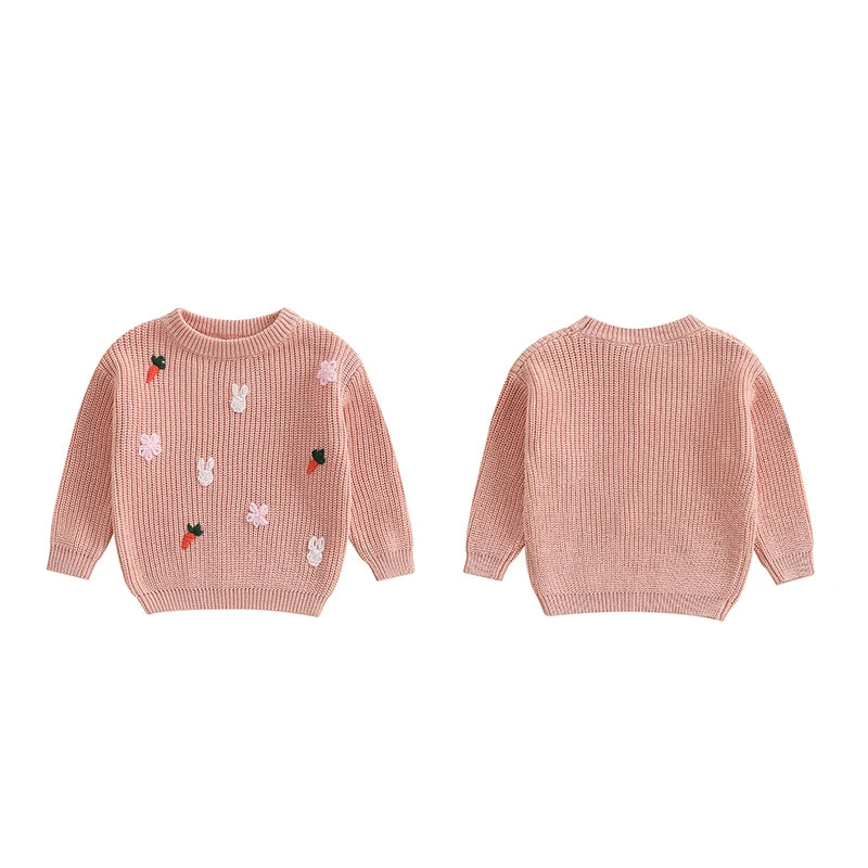 carrot + rabbit knit kids crew sweater