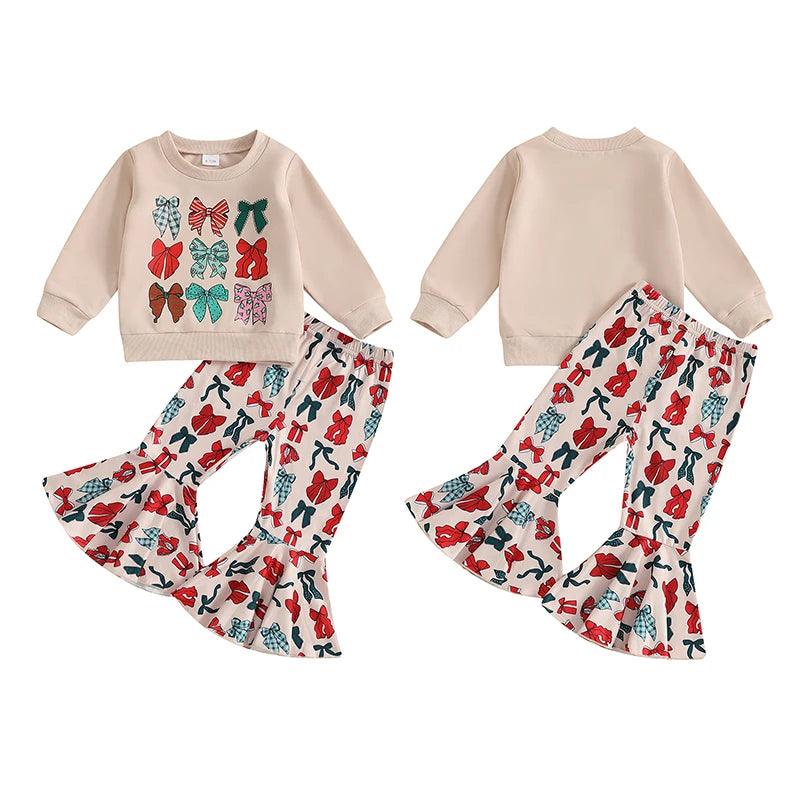 holiday bow kids outfit - basil boutique