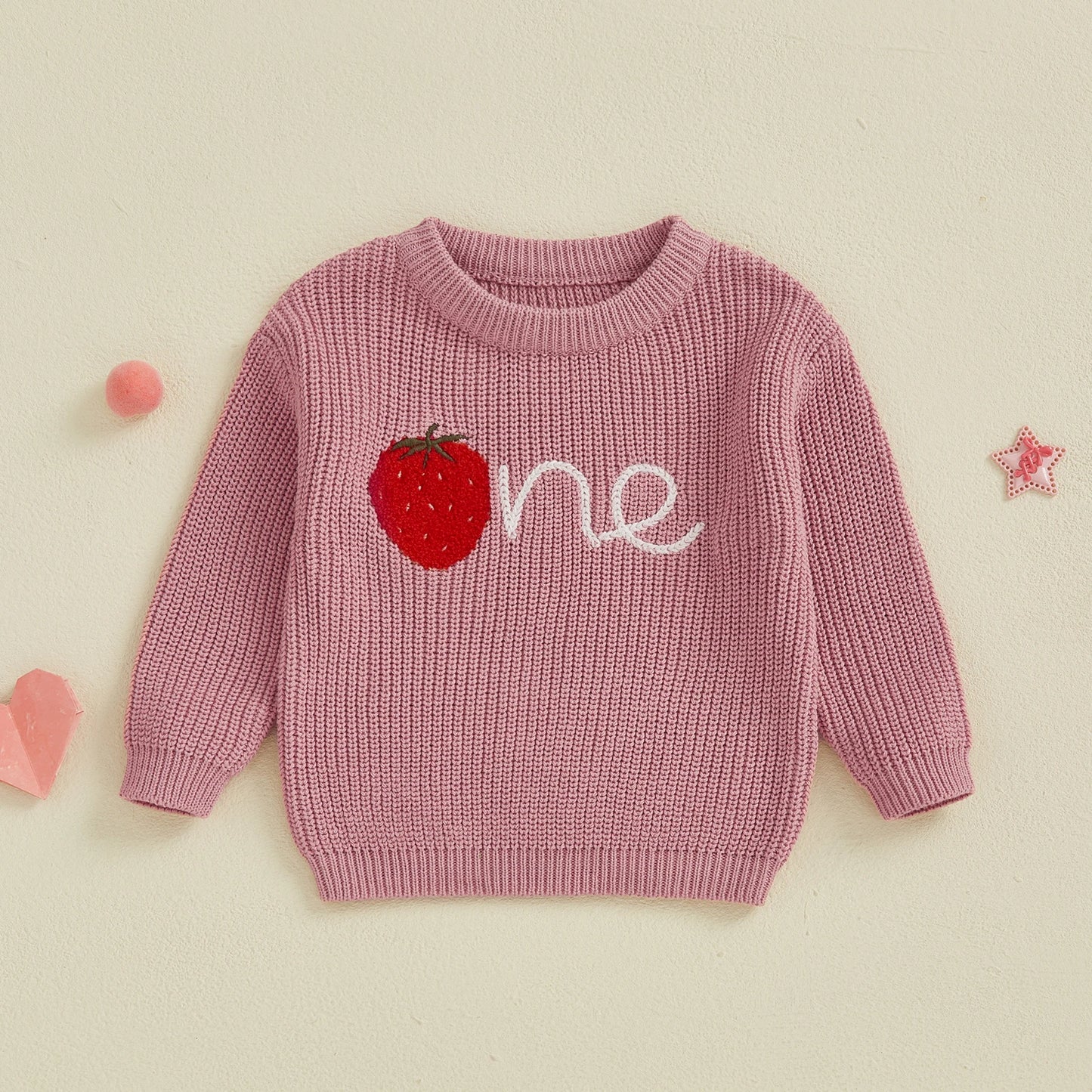 strawberry one kids knit crew sweater