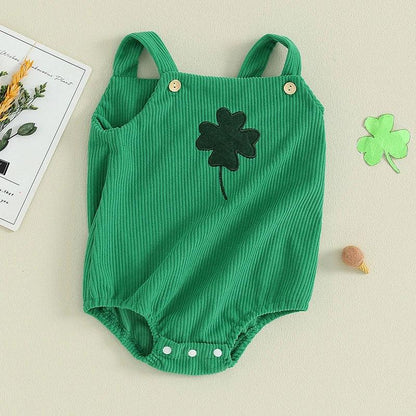 four leaf clover overall onesie - basil boutique