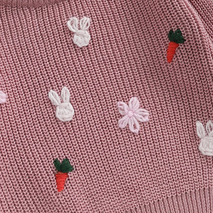 carrot + rabbit knit kids crew sweater