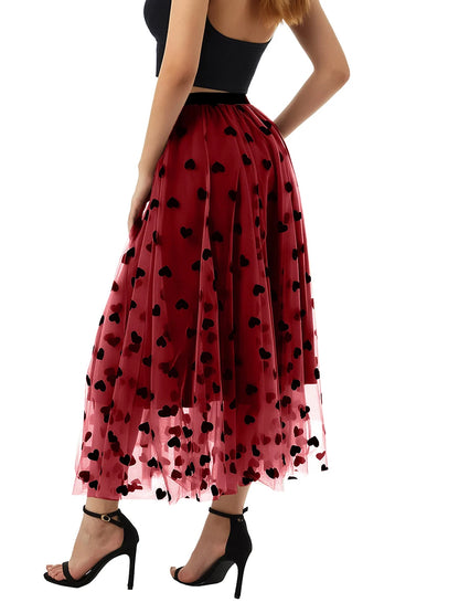 heart tulle long skirt