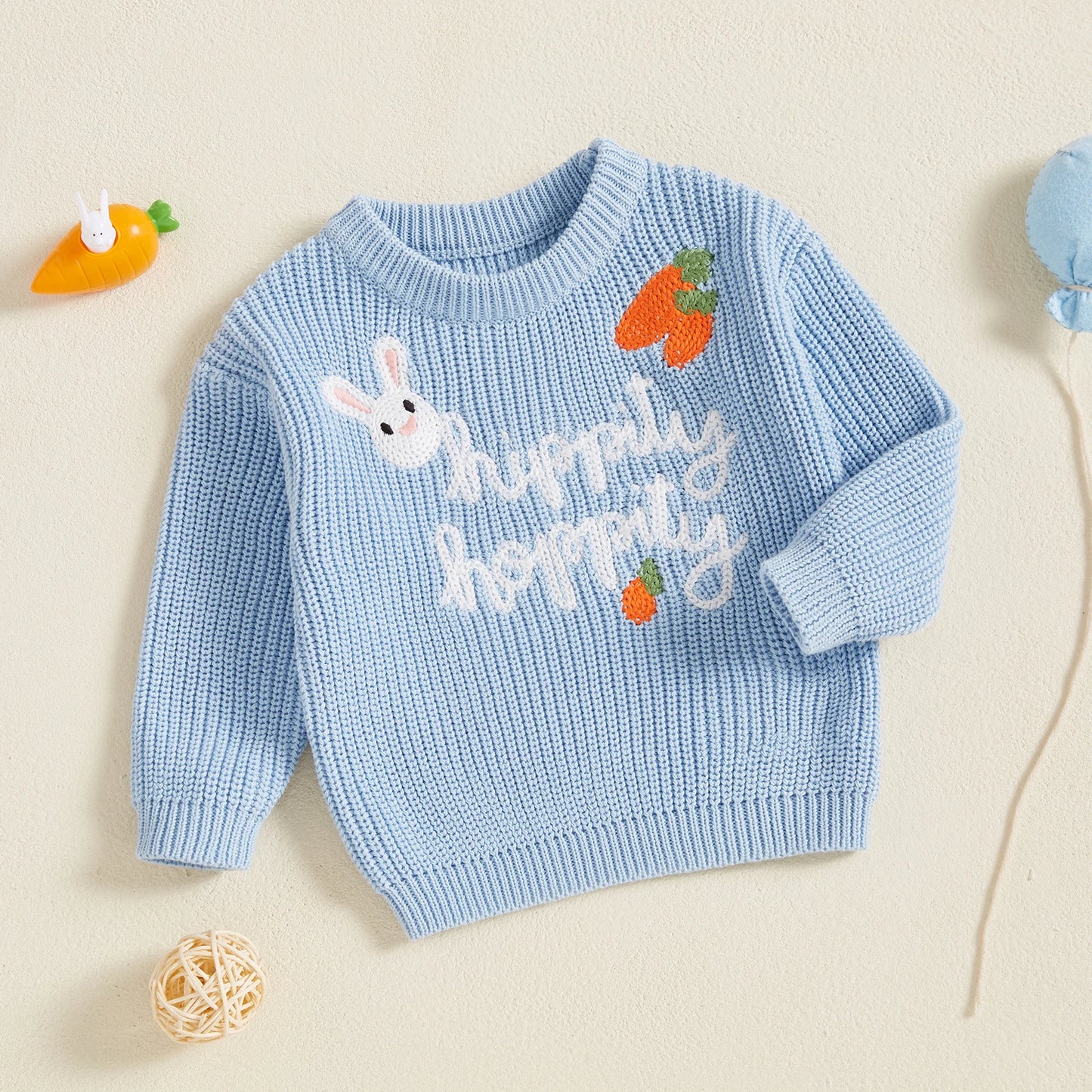 hippity hoppity knit kids crew sweater