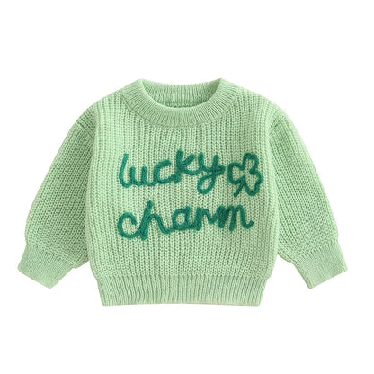 lucky charm knit kids crew sweater